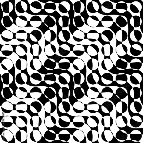 Black and white alternating diagonal ways circle cut