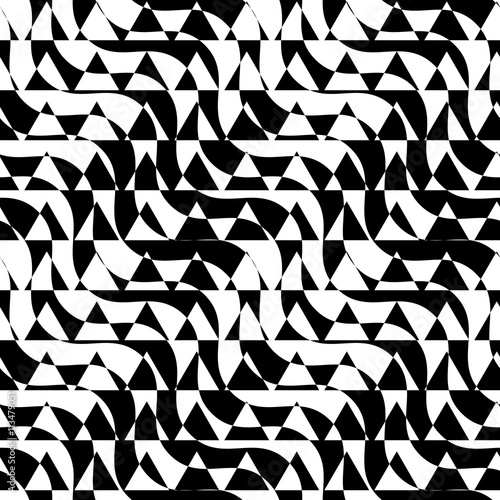 Black and white alternating diagonal ways triangle cut