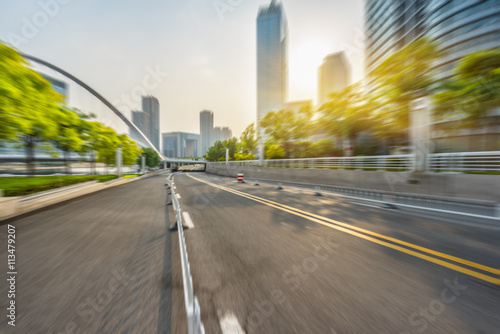 clean road with modern buildings background