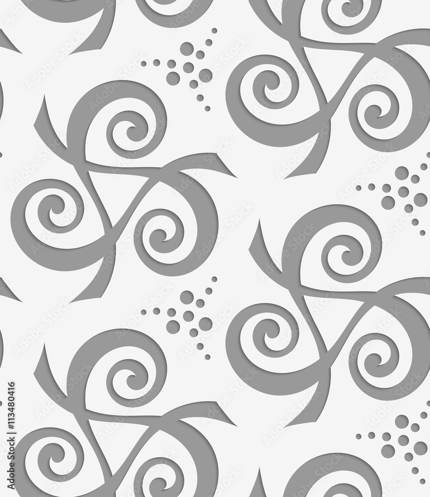 Perforated spirals forming triangles with dots Perforated spirals forming triangles with dots