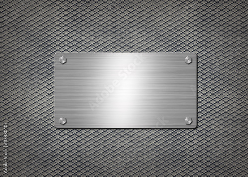 shiny metal plate on gray background