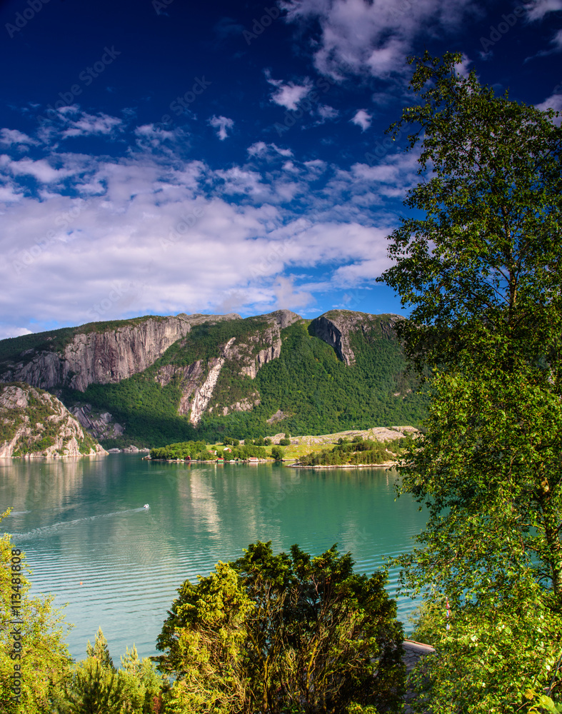 Naklejka premium View to Lysefjord in Norway - spectacular lanscapes