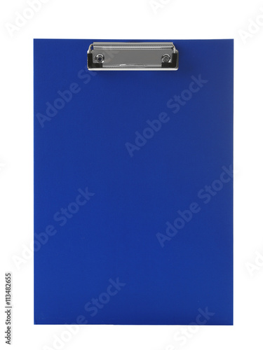 Blank blue clipboard on white background