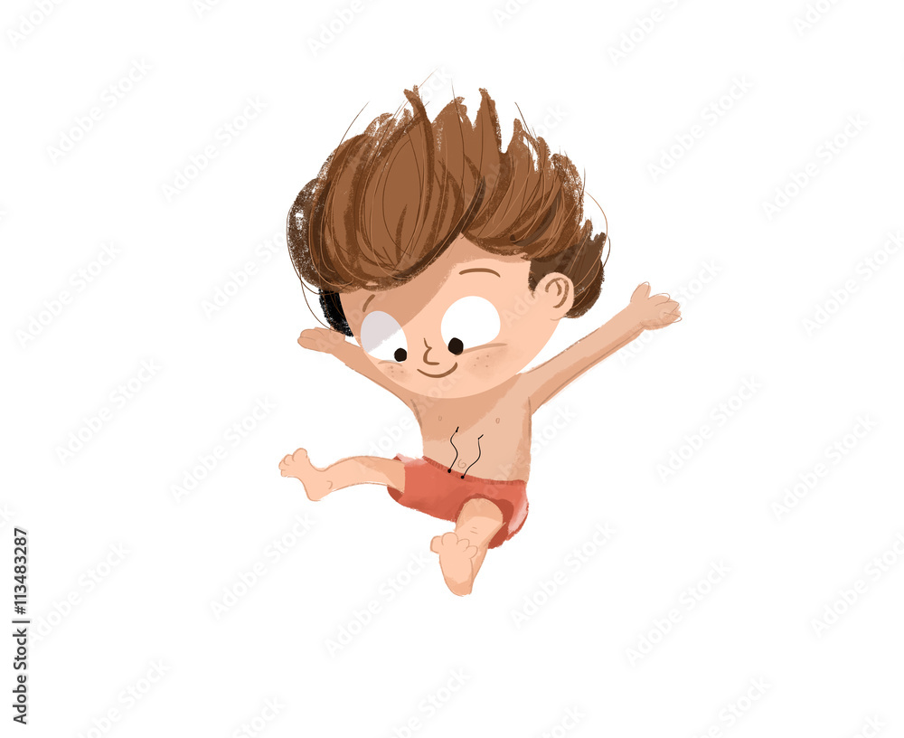 Niño saltando en la piscina. Saltando al agua desde el borde de la piscina  o un trampolín Illustration Stock | Adobe Stock