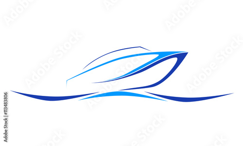 speed boat blue logo icon,vector illustration, wave