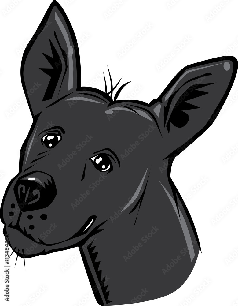 Grey sad dog cartoon