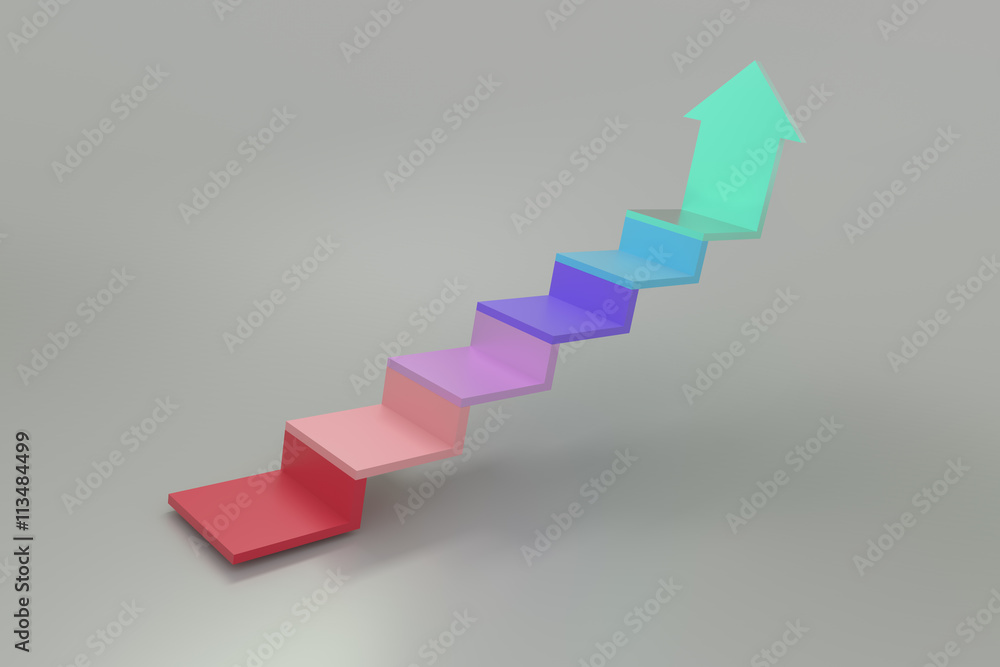 3d rendering of step up arrow 3d rendering of step up arrow