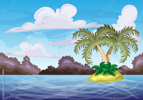 Seamless cartoon vector island with separated layers for game and animation, game design asset