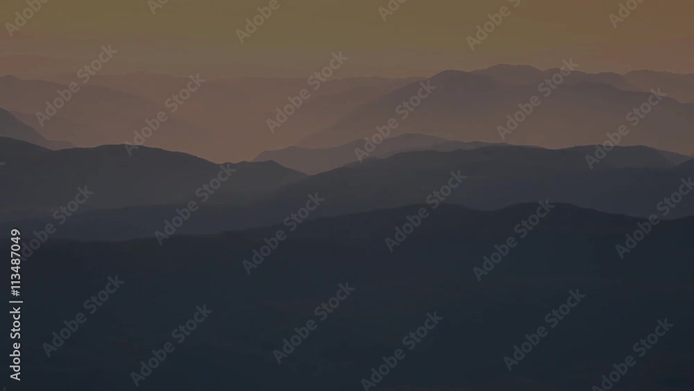 Time lapse of beautiful sunset view of mountains with clouds in China Time lapse of beautiful sunset view of mountains with clouds in China