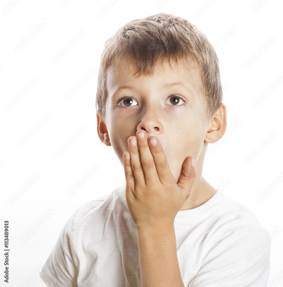 young pretty boy wondering face isolated gesture close up young pretty boy wondering face isolated gesture close up