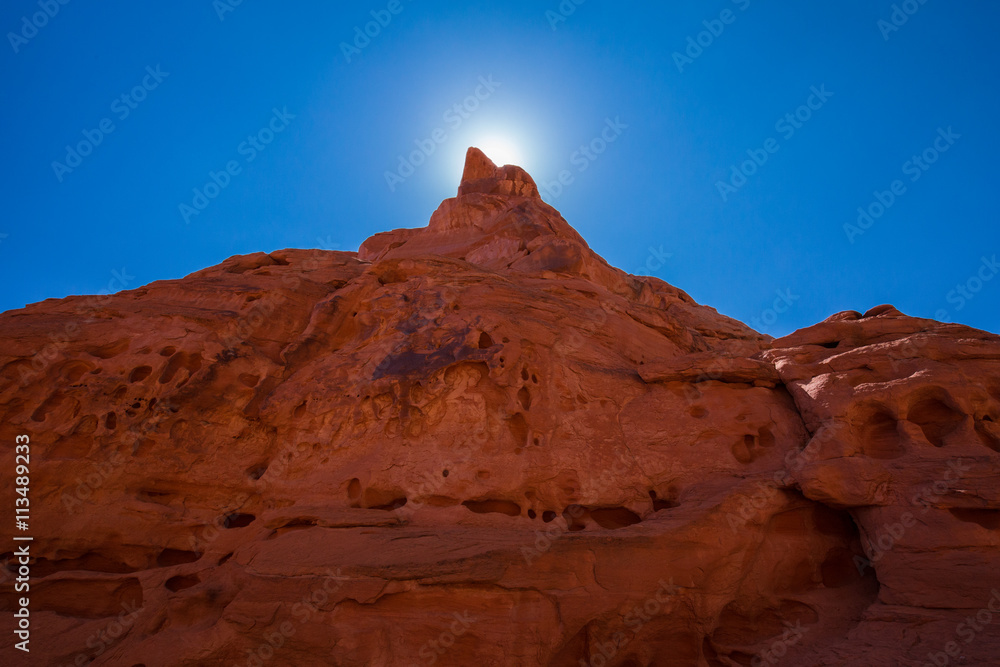 Beautiful cinematic deserted nature view under the blue cloudless sky in the American West Beautiful cinematic deserted nature view under the blue cloudless sky in the American West