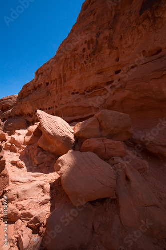 Beautiful cinematic deserted nature view under the blue cloudless sky in the American West