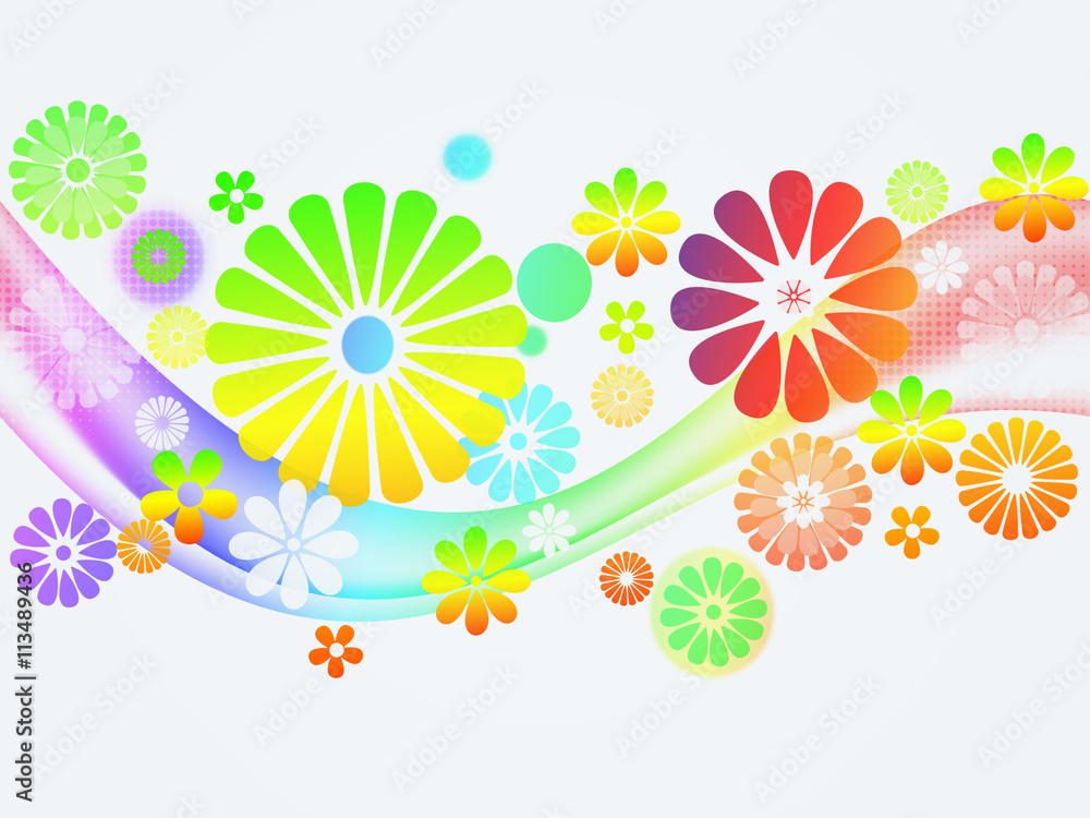 Colorful Watercolor Floral with wave