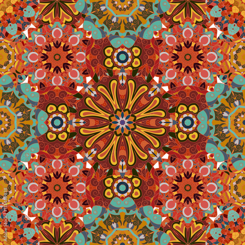 Vector seamless texture with abstract flowers.