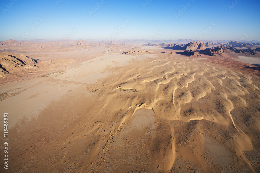 View of Wadi Rum against clear sky View of Wadi Rum against clear sky