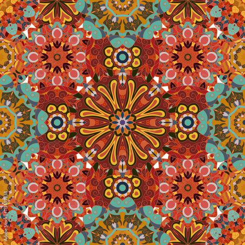 Vector seamless texture with abstract flowers.