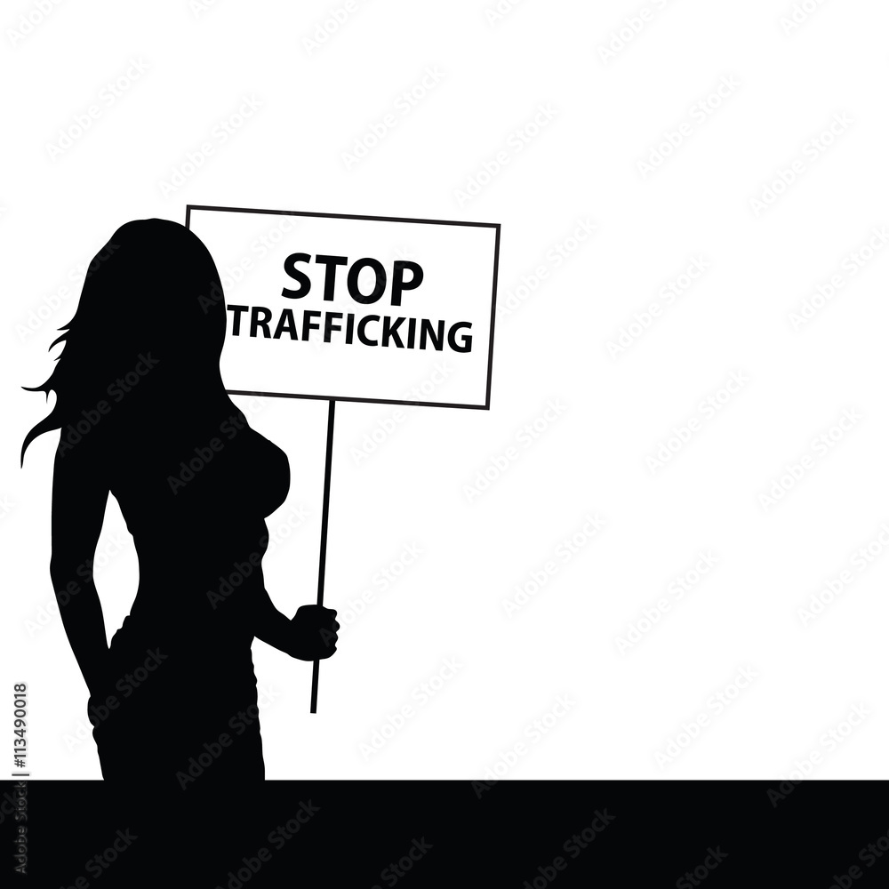 stop human trafficking with girl illustration