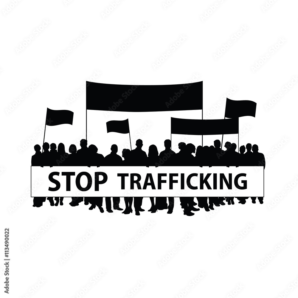 stop human trafficking with seniors illustration