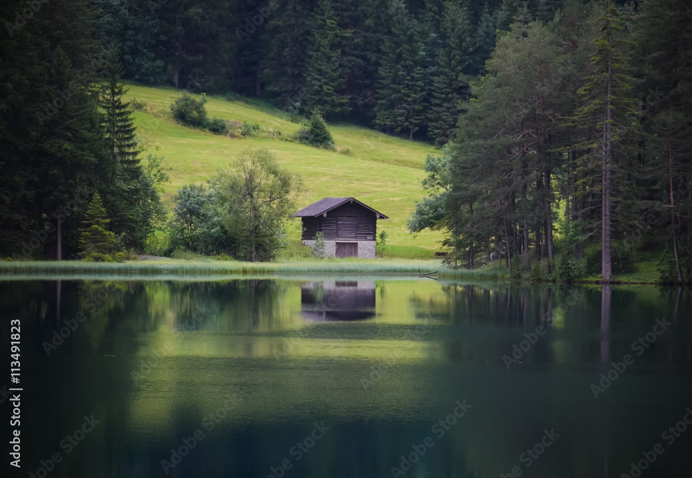 Unique lake Fernsteinsee in Austria