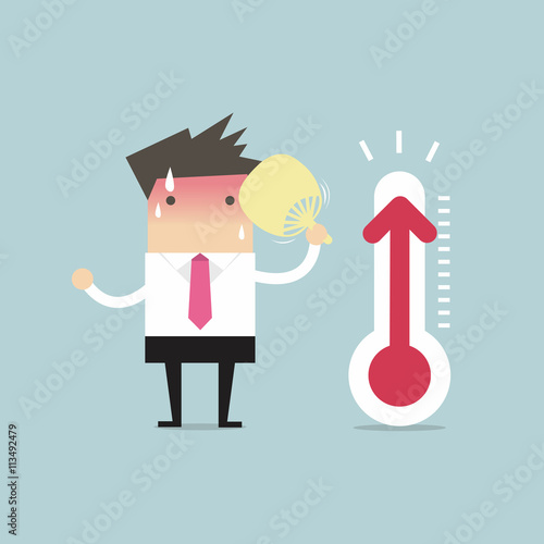 Businessman very hot because increased temperature