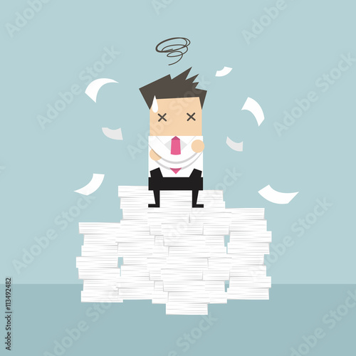 Businessman tried and stressed on paperwork