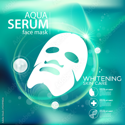 aqua skin collagen mask Serum and Background Concept Skin Care Cosmetic.