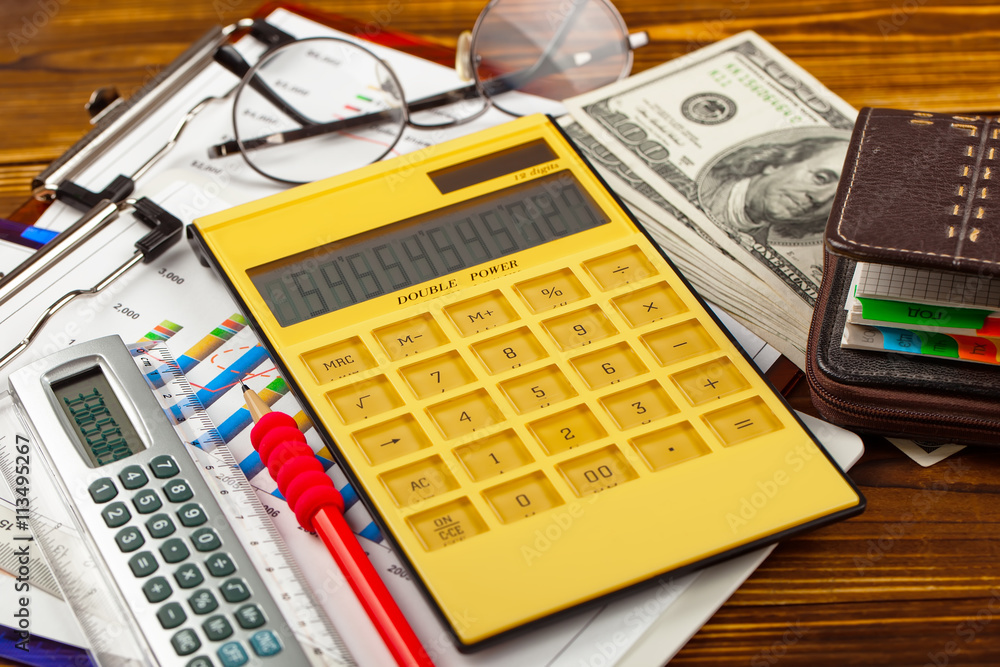 Business Objects office expanded in composition on a table Business Objects office expanded in composition on a table