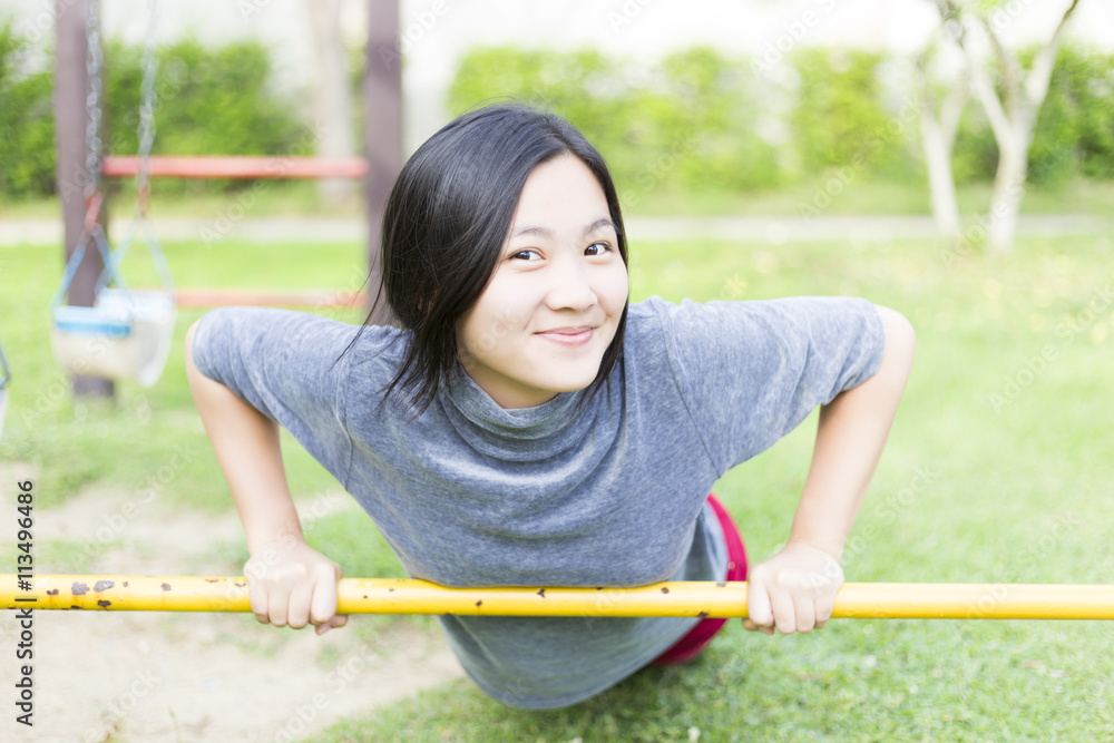 Naklejka premium Woman Happy to Exercise