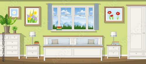 Illustration of a classic bedroom