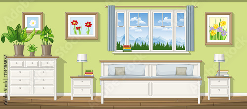 Illustration of a classic bedroom