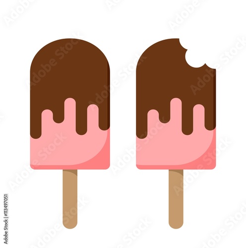 Strawberry ice cream popsicle icon. Candy Icon. Flat style. Isolated