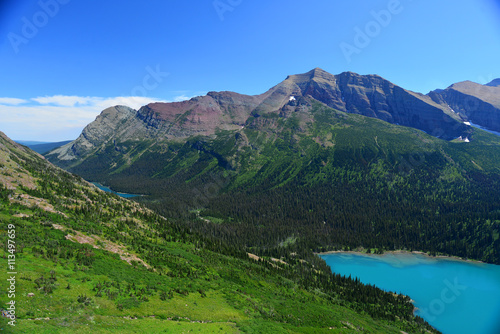 Grinnell lake in Glacier National Park in summer