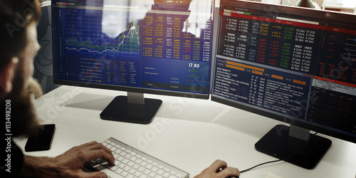 Businessman Working Finance Trading Stock Concept photo