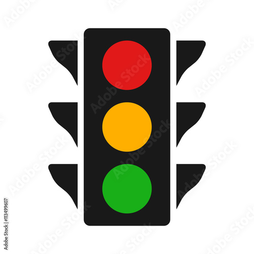 Traffic control light / signal with red, yellow and green color flat icon for apps and websites