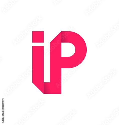 IP Two letter composition for initial, logo or signature.