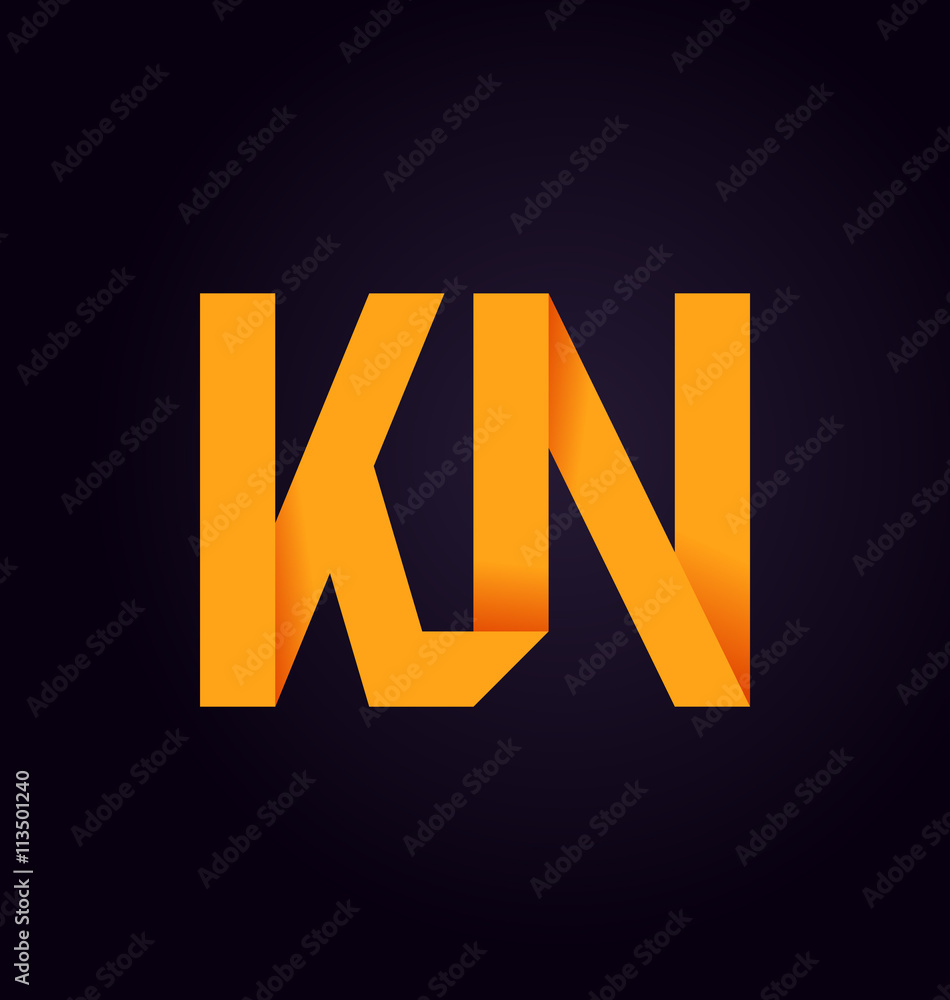 KN Two letter composition for initial, logo or signature. KN Two letter composition for initial, logo or signature.