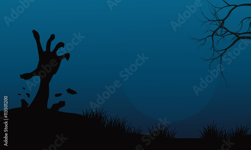 Halloween hand zombie in land vector