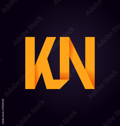 KN Two letter composition for initial, logo or signature.