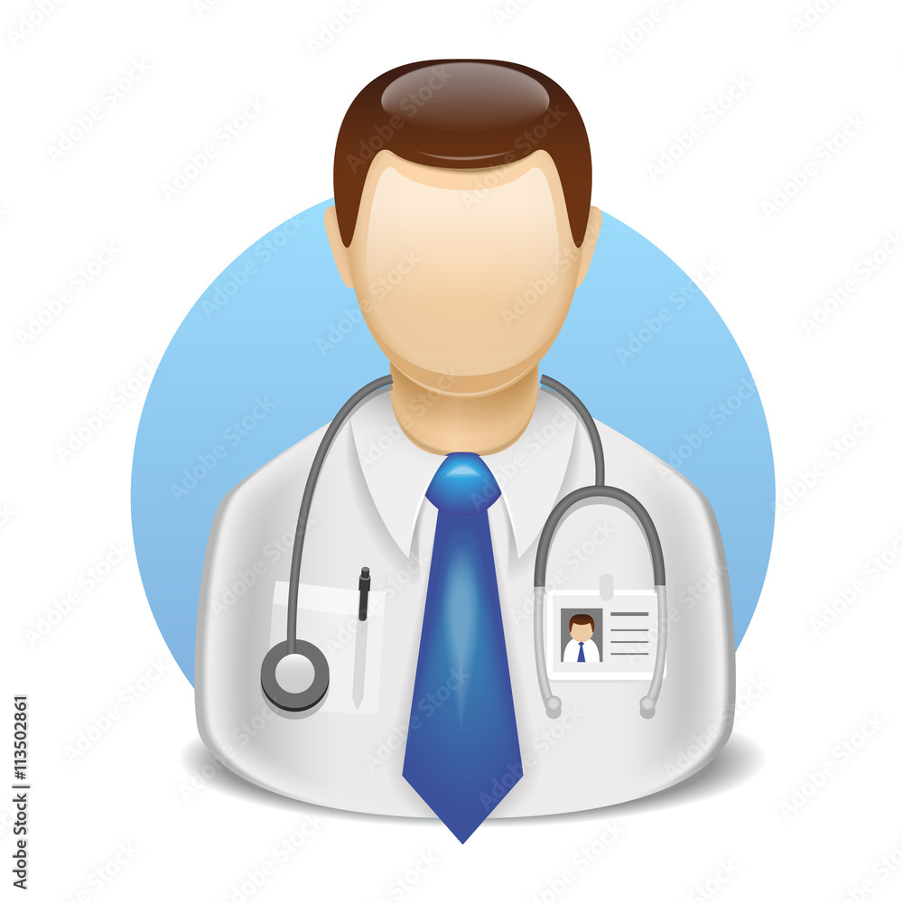 vector medical icons with doctor character