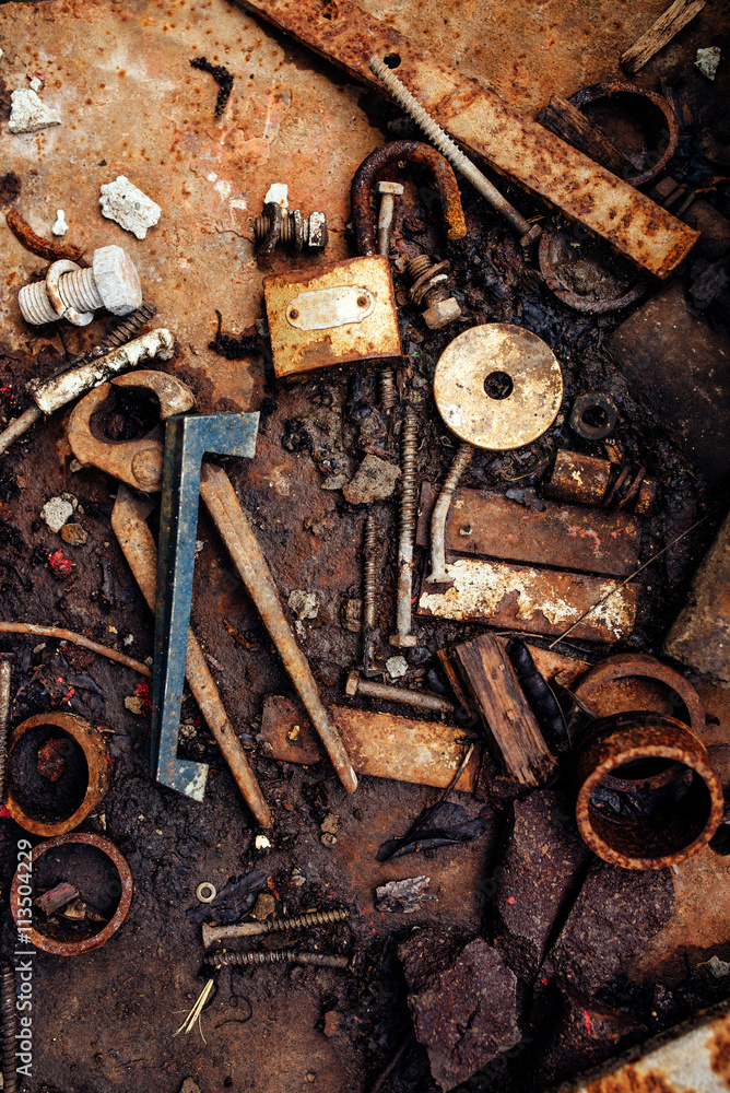 Various scattered metal junk Various scattered metal junk