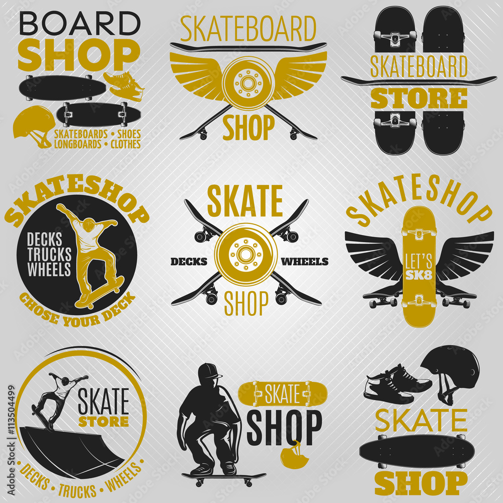 Naklejka Zestaw kolorowych Godło Skateboarding
