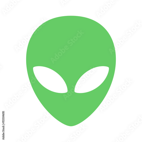 Extraterrestrial alien face or head symbol flat color icon for apps and websites