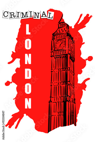 Big Ben Sketch on red Spot