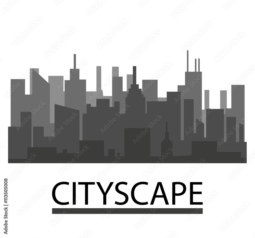 Buildings silhouette cityscape.