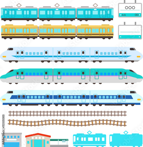 かわいい電車と新幹線のイラストセット Stock Vector Adobe Stock