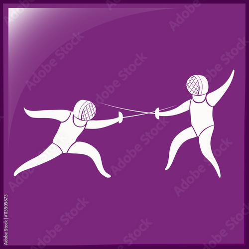 Fencing icon on purple background