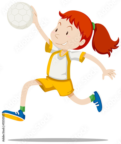 Woman athlete playing handball
