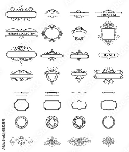 Wicker lines and old decor elements in vector.