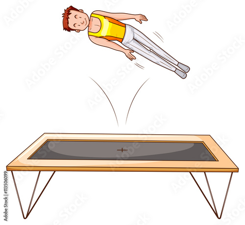 Man athlete jumping on trampoline