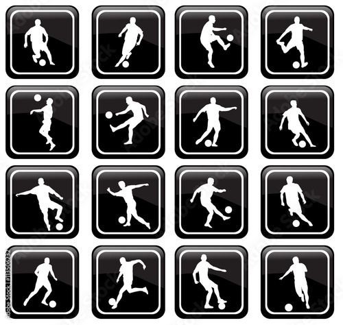set of 16 soccer icons - vector